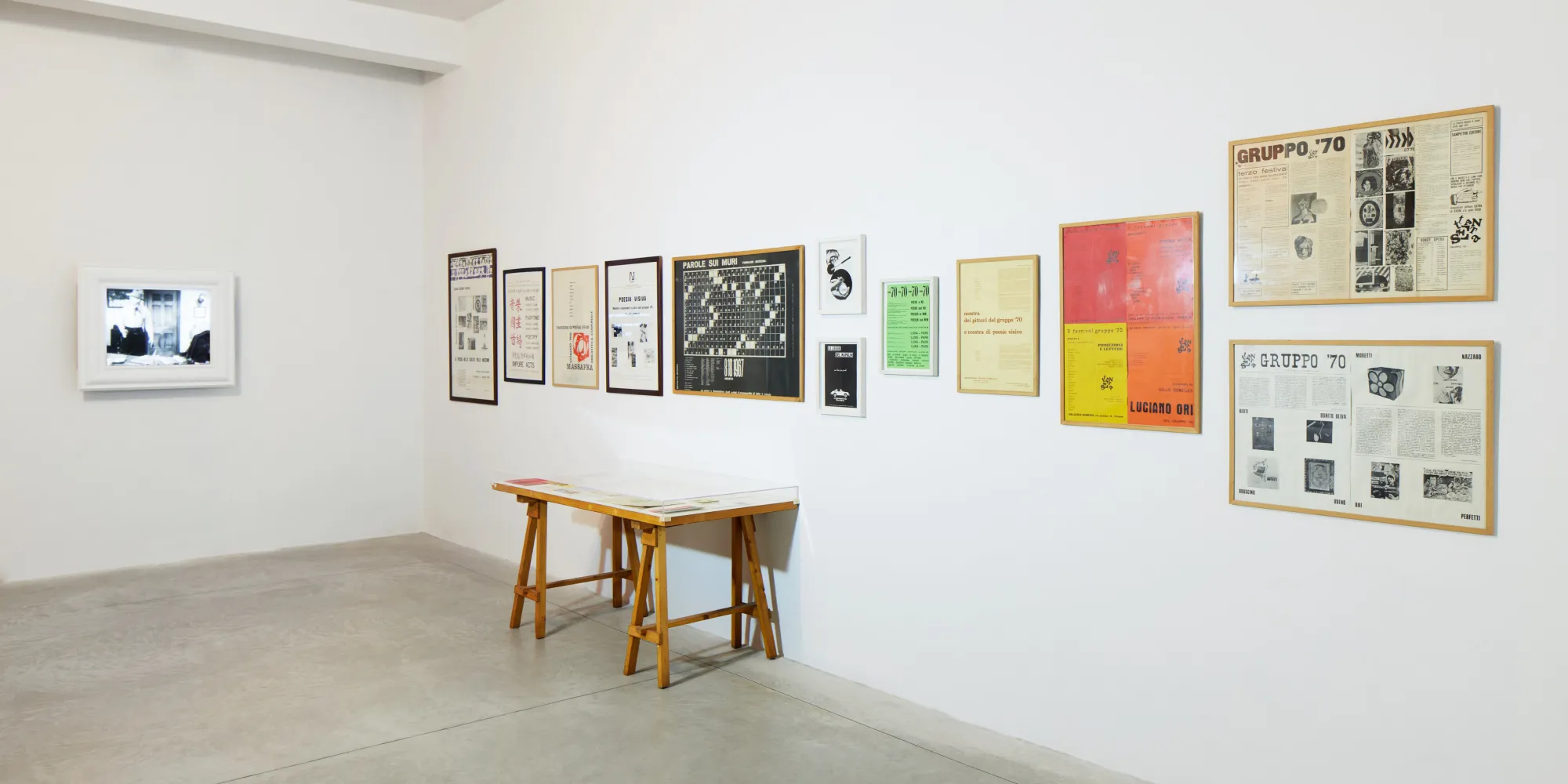 Gruppo 70. Una guerriglia verbo-visiva Gruppo 70. Una guerriglia verbo-visiva, installation view. Photo: Agostino Osio, Alto//Piano Studio, Milano.